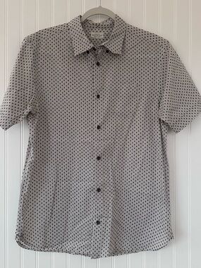 ALLSAINTS Men’s 100% Cotton Short-Sleeve Printed Button-Up Shirt Medium GUC